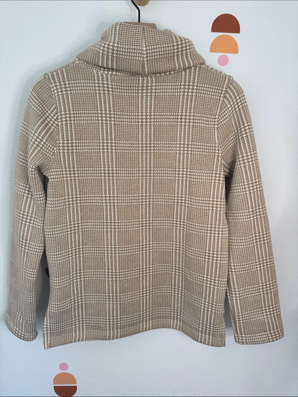 J. Crew Beige and Cream Plaid Turtleneck Sweater N0238